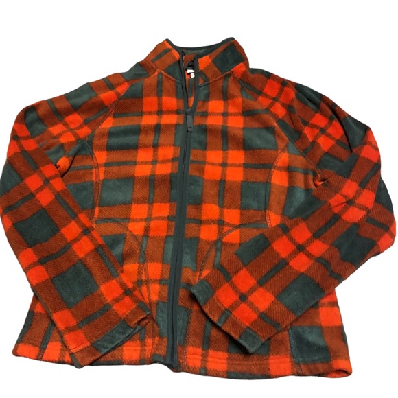 Merona | Red Plaid Fleece Jacket Size Medium - Picture 2 of 4